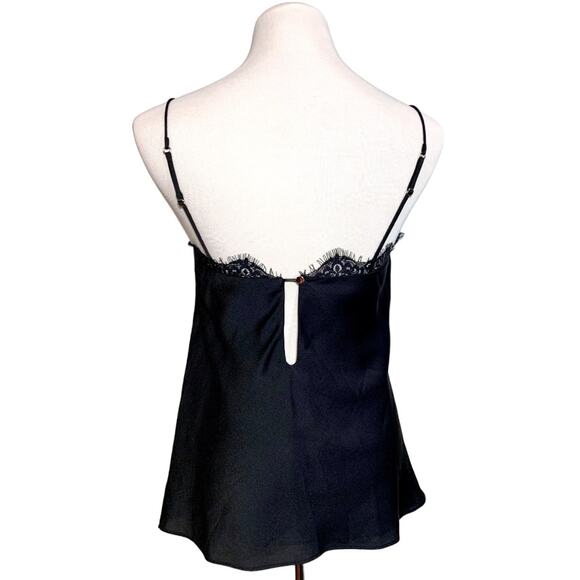 Keepsake The Label Satin Lace Trim Keyhole Back Lined Cami Camisole Black Small - Picture 2 of 9